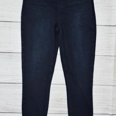 SPANX JEAN-ISH ANKLE Womens Medium Dark Denim Stretch Shaping Leggings EXC